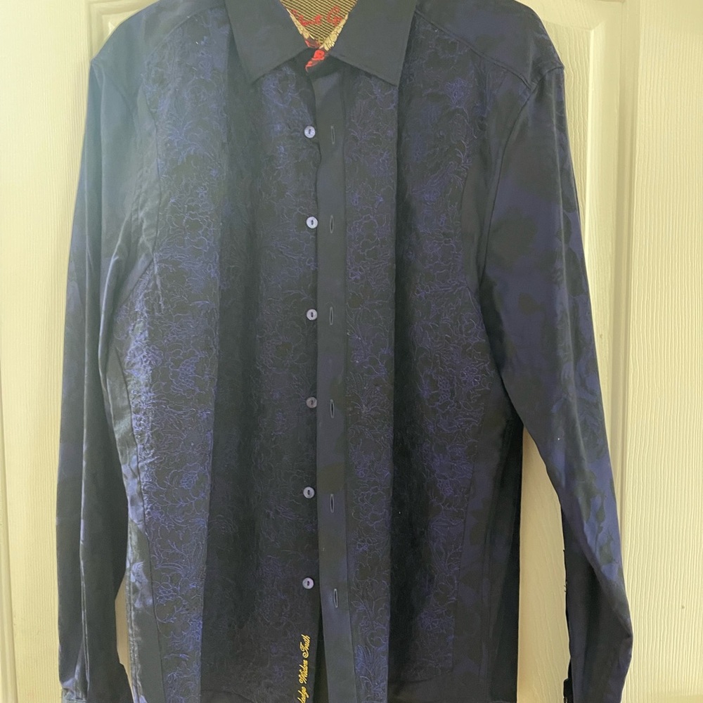 Robert Graham Black and Purple Casual Button Down Shirt